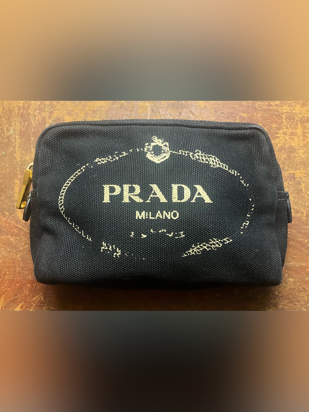 Authentic Prada Black Canapa Pouch